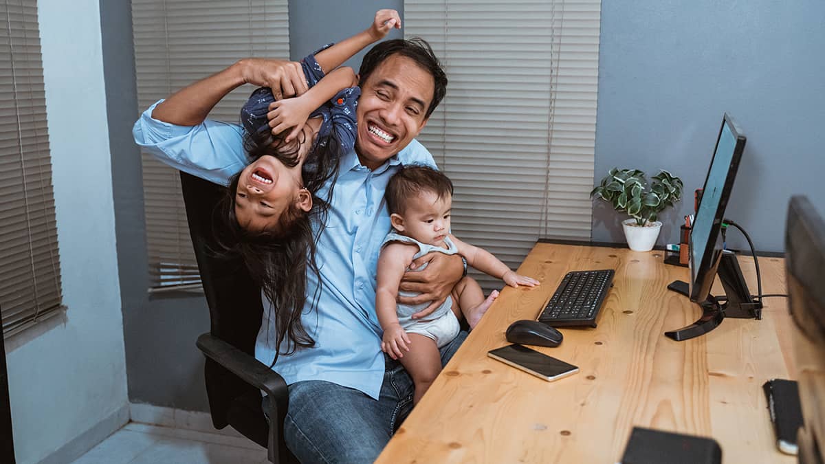 Man Working with Family